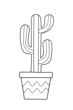 Kaktüs, beyaz arkaplanda kablo süslemesi.