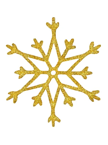Golden Christmas Schneeflocke Isoliert Auf Weißem Hintergrund — Stockfoto