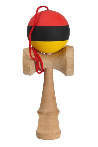 Brinquedo Madeira Kendama Isolado Fundo Branco — Fotografia de Stock