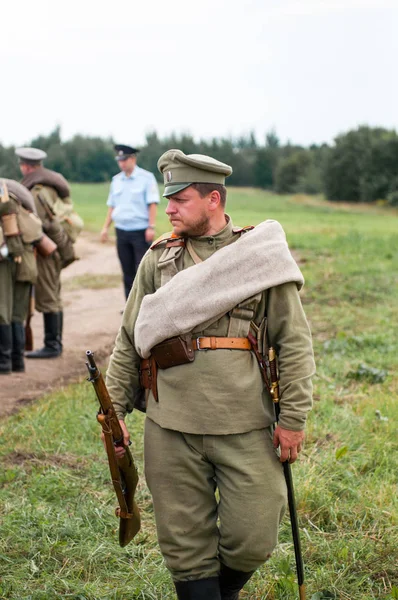 Russische soldaat historische re-enactment — Stockfoto