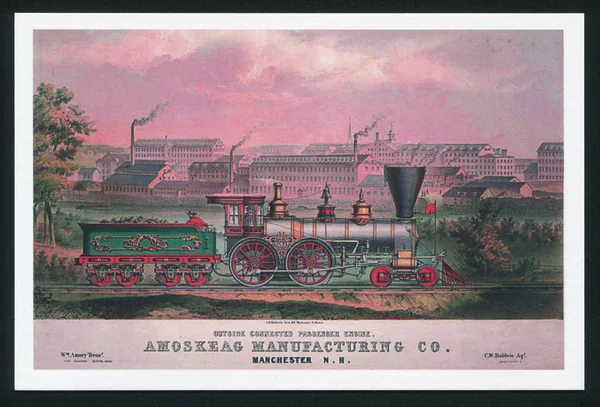 Lithography locomotive post card — Stock Photo, Image