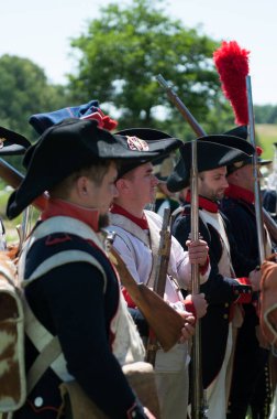 RUSSIA KALININGRAD, 30 Haziran 2019: Friedland Savaşı 'nın tarihi canlandırması, Napolyon Savaşları Kaliningrad bölgesi, Rusya.