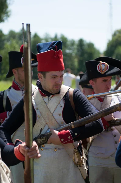 Rusia Kalininingrad Junio 2019 Representación Histórica Batalla Friedland Guerras Napoleónicas —  Fotos de Stock