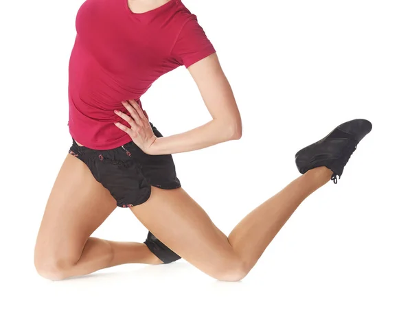 Sportieve vrouw springen in studio — Stockfoto
