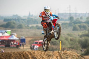Gdansk, Polonya - 10 Eylül: biniciler üzerinde Lehçe Motocross Şampiyonası Polonya, Gdansk 10 Septemeber 2016