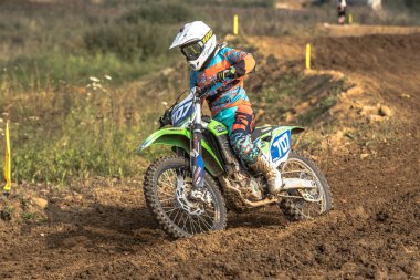 Gdansk, Polonya - 10 Eylül: biniciler üzerinde Lehçe Motocross Şampiyonası Polonya, Gdansk 10 Septemeber 2016