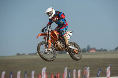 Gdansk, Polonya - 10 Eylül: biniciler üzerinde Lehçe Motocross Şampiyonası Polonya, Gdansk 10 Septemeber 2016