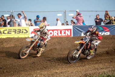 Gdansk, Polonya - 10 Eylül: biniciler üzerinde Lehçe Motocross Şampiyonası Polonya, Gdansk 10 Septemeber 2016