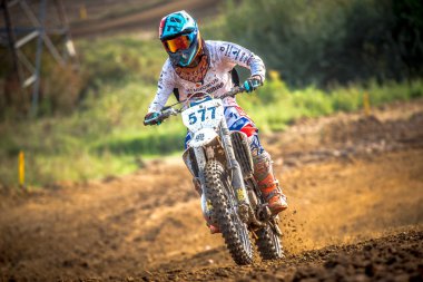 Gdansk, Polonya - 10 Eylül: biniciler üzerinde Lehçe Motocross Şampiyonası Polonya, Gdansk 10 Septemeber 2016