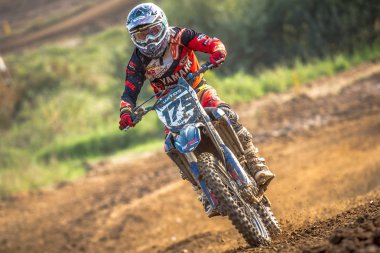Gdansk, Polonya - 10 Eylül: biniciler üzerinde Lehçe Motocross Şampiyonası Polonya, Gdansk 10 Septemeber 2016