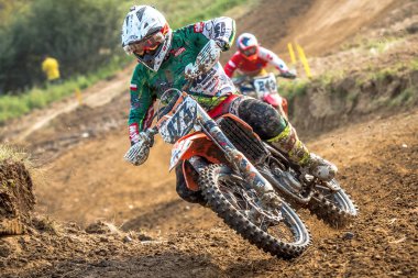 Gdansk, Polonya - 10 Eylül: biniciler üzerinde Lehçe Motocross Şampiyonası Polonya, Gdansk 10 Septemeber 2016