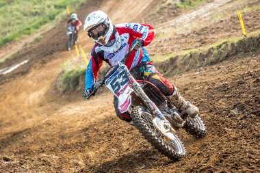 Gdansk, Polonya - 10 Eylül: biniciler üzerinde Lehçe Motocross Şampiyonası Polonya, Gdansk 10 Septemeber 2016