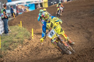 Gdansk, Polonya - 10 Eylül: biniciler üzerinde Lehçe Motocross Şampiyonası Polonya, Gdansk 10 Septemeber 2016