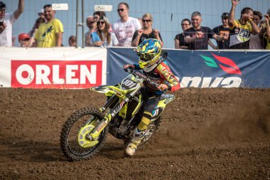 Gdansk, Polonya - 10 Eylül: biniciler üzerinde Lehçe Motocross Şampiyonası Polonya, Gdansk 10 Septemeber 2016