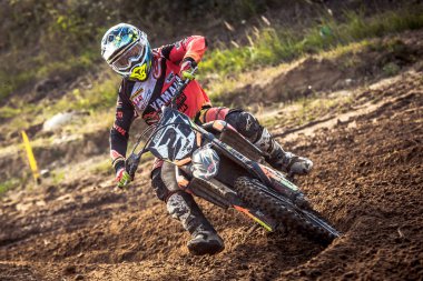 Gdansk, Polonya - 10 Eylül: biniciler üzerinde Lehçe Motocross Şampiyonası Polonya, Gdansk 10 Septemeber 2016