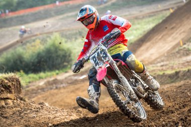 Gdansk, Polonya - 10 Eylül: biniciler üzerinde Lehçe Motocross Şampiyonası Polonya, Gdansk 10 Septemeber 2016