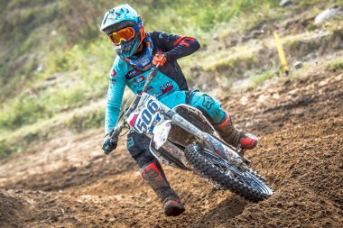 Gdansk, Polonya - 10 Eylül: biniciler üzerinde Lehçe Motocross Şampiyonası Polonya, Gdansk 10 Septemeber 2016