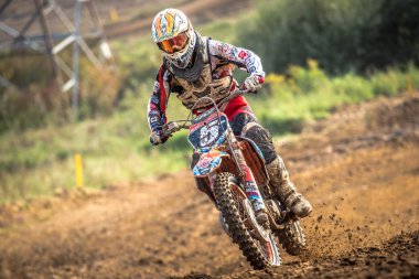 Gdansk, Polonya - 10 Eylül: sürücü üzerinde Lehçe Motocross Şampiyonası Polonya, Gdansk 10 Septemeber 2016