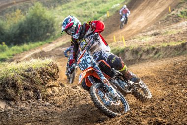 Gdansk, Polonya - 10 Eylül: sürücü üzerinde Lehçe Motocross Şampiyonası Polonya, Gdansk 10 Septemeber 2016