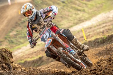 Gdansk, Polonya - 10 Eylül: sürücü üzerinde Lehçe Motocross Şampiyonası Polonya, Gdansk 10 Septemeber 2016