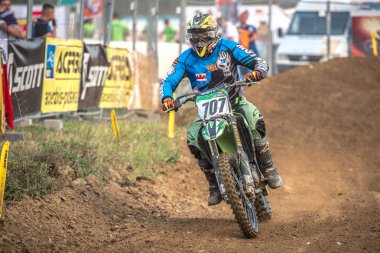 Gdansk, Polonya - 10 Eylül: sürücü üzerinde Lehçe Motocross Şampiyonası Polonya, Gdansk 10 Septemeber 2016