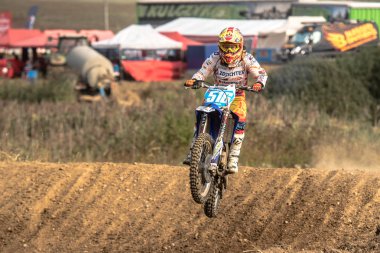 Gdansk, Polonya - 10 Eylül: sürücü üzerinde Lehçe Motocross Şampiyonası Polonya, Gdansk 10 Eylül 2016