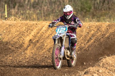 Gdansk, Polonya - 10 Eylül: sürücü üzerinde Lehçe Motocross Şampiyonası Polonya, Gdansk 10 Eylül 2016