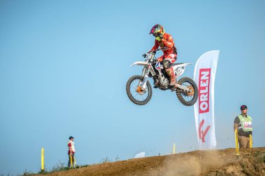 Gdansk, Polonya - 10 Eylül: sürücü üzerinde Lehçe Motocross Şampiyonası Polonya, Gdansk 10 Eylül 2016