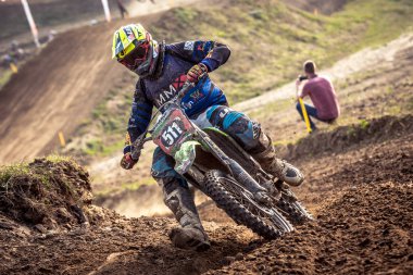 Gdansk, Polonya - 10 Eylül: sürücü üzerinde Lehçe Motocross Şampiyonası Polonya, Gdansk 10 Eylül 2016
