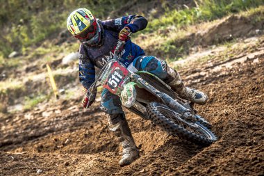 Gdansk, Polonya - 10 Eylül: sürücü üzerinde Lehçe Motocross Şampiyonası Polonya, Gdansk 10 Eylül 2016
