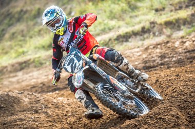 Gdansk, Polonya - 10 Eylül: sürücü üzerinde Lehçe Motocross Şampiyonası Polonya, Gdansk 10 Eylül 2016