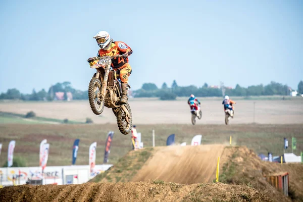 GDANSK, POLONIA - 10 DE SEPTIEMBRE: piloto del Campeonato Polaco de Motocross Polonia, Gdansk 10 de septiembre de 2016 — Foto de Stock