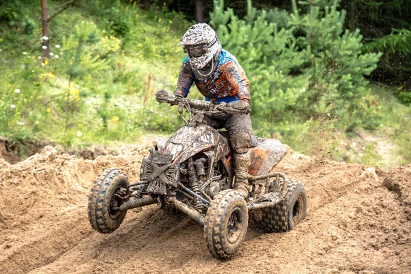 MALECHOWO, POLAND - JULY 17 : undefined quad rider on Polish Enduro Championship Poland, Malechowo 17 July 2016 — Stock Photo, Image