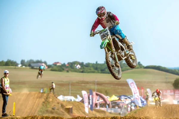 GDANSK, POLONIA - 11 de septiembre: piloto indefinido en el Campeonato Polaco de Motocross Polonia, Gdansk 11 de septiembre de 2016 — Foto de Stock