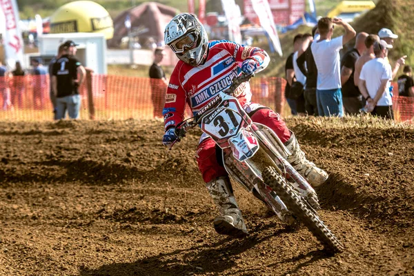 GDANSK, POLONIA - 11 SETTEMBRE: pilota indefinito al campionato polacco Motocross Polonia, Danzica 11 settembre 2016 — Foto Stock