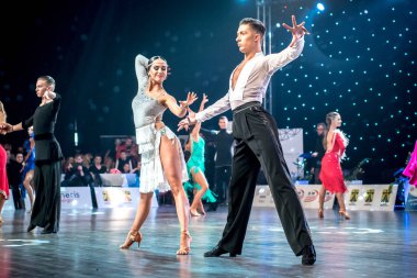 Ruda Slaska, Polonya - 12 Mart 2017 - Lehçe Ruda Slaska Latin dansında şampiyonluk