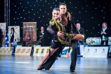 Ruda Slaska, Polonya - 12 Mart 2017 - Lehçe Ruda Slaska Latin dansında şampiyonluk