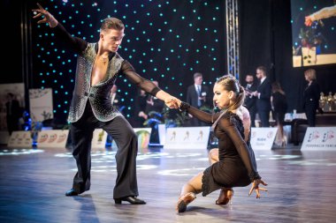 Ruda Slaska, Polonya - 11 Şubat 2017 - Lehçe Ruda Slaska Latin dansında şampiyonluk