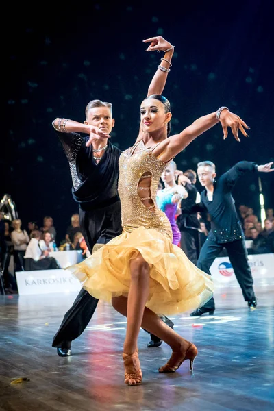 Ruda Slaska, Polonya - 12 Mart 2017 - Lehçe Ruda Slaska Latin dansında şampiyonluk