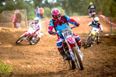 Chojna, Polonya - 25 Eylül: Polonyalı Batı Bölgesi Motocross Şampiyonası Polonya, Chojna 25 Eylül 2016 tanımsız rider