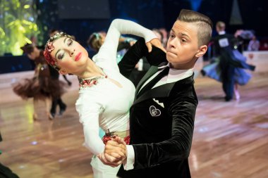 Elblag, Polonya - 13 Ekim 2017 - Baltık Kupası dans yarışması. Elblag turnuvada uluslararası dans