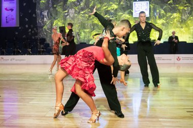 Elblag, Polonya - 14 Ekim 2017 - Baltık Kupası dans yarışması. Elblag turnuvada uluslararası dans