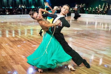 Elblag, Polonya - 14 Ekim 2017 - Baltık Kupası dans yarışması. Elblag turnuvada uluslararası dans