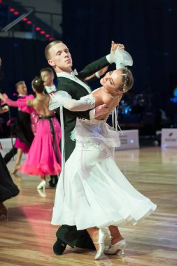 Elblag, Polonya - 14 Ekim 2017 - Baltık Kupası dans yarışması. Elblag turnuvada uluslararası dans