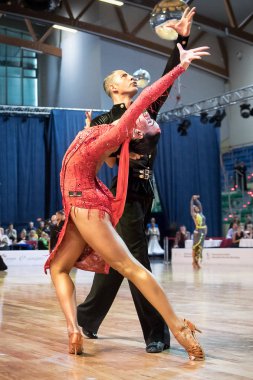 Elblag, Polonya - 15 Ekim 2017 - Baltık Kupası dans yarışması. Elblag turnuvada uluslararası dans