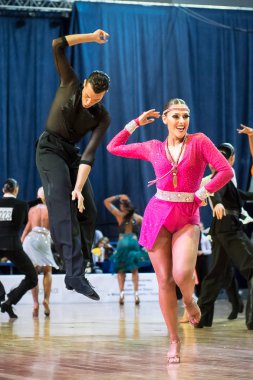 Elblag, Polonya - 15 Ekim 2017 - Baltık Kupası dans yarışması. Elblag turnuvada uluslararası dans