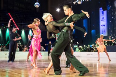 Elblag, Polonya - 15 Ekim 2017 - Baltık Kupası dans yarışması. Elblag turnuvada uluslararası dans