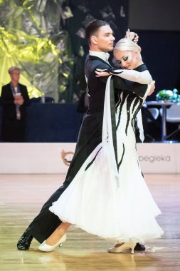 Elblag, Polonya - 15 Ekim 2017 - Baltık Kupası dans yarışması. Elblag turnuvada uluslararası dans