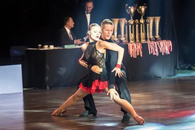 Krakow, Polonya - 09 Aralık 2017 - Wieczysty Kupası dans yarışması. Ulusal balo salonu dans turnuva Wieczysty Kupası Krakow