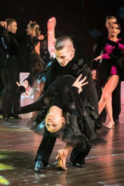 Krakow, Polonya - 09 Aralık 2017 - Wieczysty Kupası dans yarışması. Ulusal balo salonu dans turnuva Wieczysty Kupası Krakow